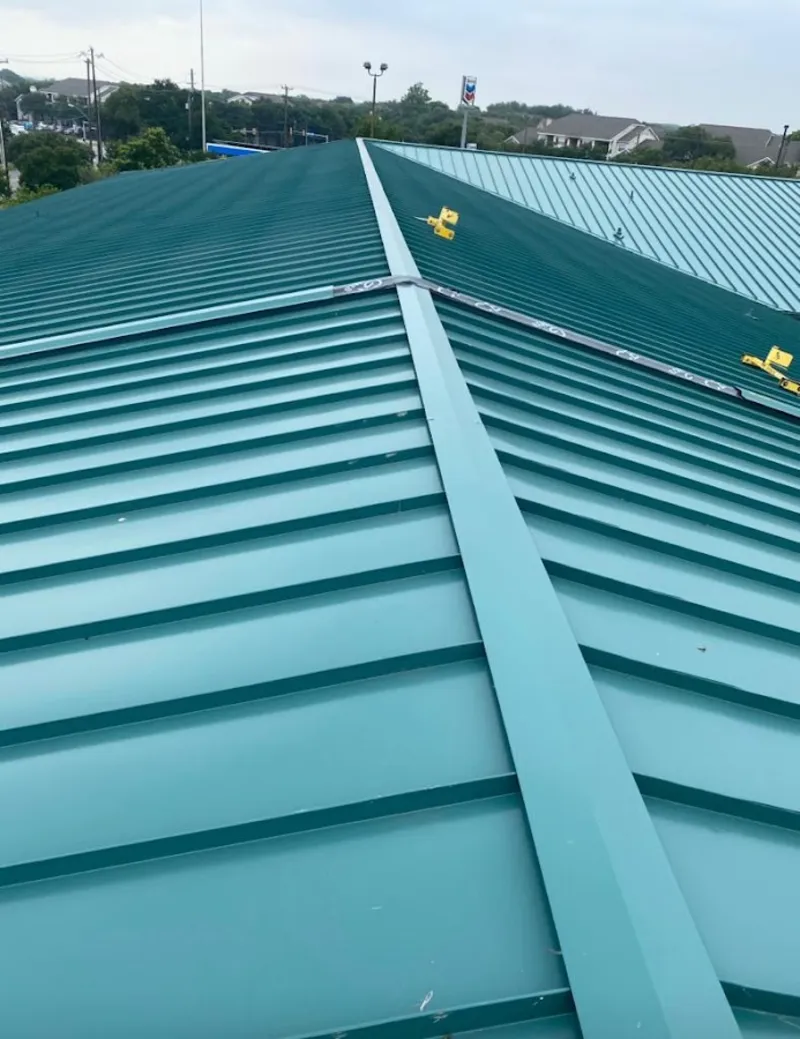 Green commercial metal roof ridge and valley for Metal Roof Repair in Harwinton